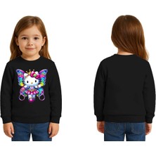 Sedirli Unisex Hello Kity Baskılı Çocuk Swaetshirt 3 Iplik Şardonlu