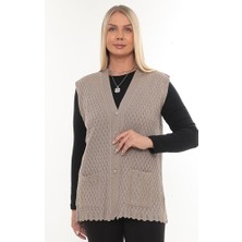 Kadın Merserize Cepli Düğmeli Rolax Triko Mevsimlik Anne Yelek