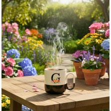 Finka Dekor Çiçekli G Harfi Tasarımlı-Kişiye Özel Seramik Kupa