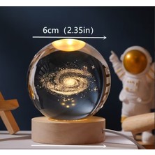 Saros Teknoloji Galaksi Tasarımlı Ahşap Tabanlı Işıklı Cam Küre