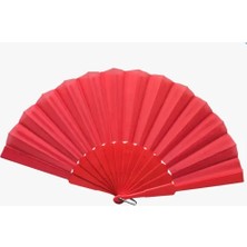 Just Cheap Store Plastik Kumaş Yelpaze 12'li Kırmızı