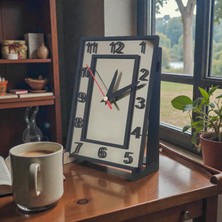 Gerçek Bronz Ayna Masa Saati – 21X15 cm Ahşap Üstlü Dekoratif Tasarım Standı ile Birlikte