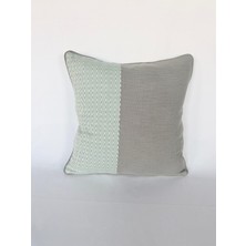 Pemteks Tekstil 45X45 Iki Renkli Balıksırtı Keten Görünümlü Fitilli Kırlent Kılıfı