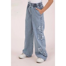 Queen Kids Queenkids Kız Çocuk M9828 Jean Pantolon Mavi