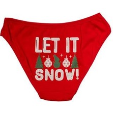 Amora Secret Özel Tasarım  Kırmızı Yılbaşı Desenlı Let It Snow Pamuklu Külot