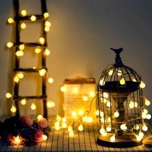 Özbience Mini Top LED Gün Işığı, 3,5 Metre, 20 Led, Pilli, Dekoratif Aydınlatma