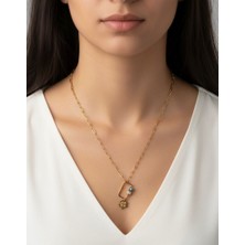 Winy Concept Charm Görünümlü Zincir Detay Kadın Kolye - Kararmaz Paslanmaz Çelik