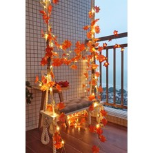 Sonbahar Yapraklı Yapay Sarmaşık ve Gün Işığı Renkli Peri Led, 230CM-300CM