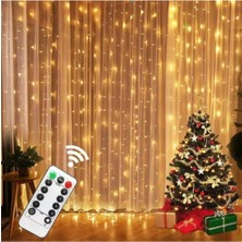 Renkli LED Yılbaşı Işığı, 8 Fonksiyon, Kumandalı, 200 Led, 3m Genişlik