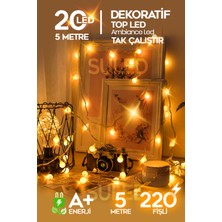 Özbience Sarı Top LED Yılbaşı Dekorasyon Işıkları 5 mt Fişli Dize Işıklar