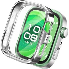 Huawei Watch Fit 4 Uyumlu Silikon Ekran ve Kasa Koruyucu Gümüş