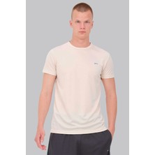 Slazenger 4202 Erkek Açık Bej Bisiklet Yaka T-Shirt – Rahat Kesim Günlük Kullanım