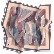 Violla Kristal Suluboya Dokulu Geometrik Desenli Buz Mavisi Renkli 90X90 Eşarp (Ipek Içermez) Kenar Dikiş Ş