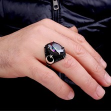 Takı925 925 Ayar Gümüş Mistik Topaz Taşlı Ayyıldız Model Yüzük