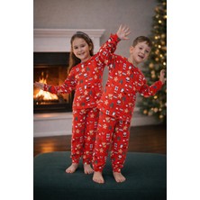 Naile Collection Çocuk Yılbaşı Temalı Pijama Takımı – %100 Pamuk, Iki Iplik Yumuşak Kumaş – Kız/erkek Çocuk