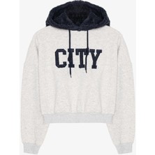 Kokoşum Butik 01189 Kapşonlu City Sweat Gri