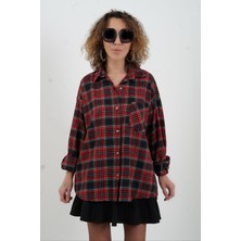Zelish My Sister Kırmızı Ekose Oversize Gömlek