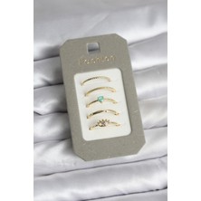 Nuvigo Pirinç Gold Renk 5'li Yüzük Seti - TJ-BYK3923