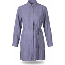 Trender  Çizgili Flam2 6YW29000002 Lacivert Kadın Gömlek 16-4835