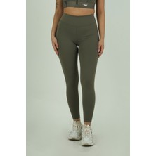 Selecius Premium Yüksek Bel Toparlayıcı Tayt A+ Hızlı Kuruyan Kalite Kumaş Yapısı Esnek ve Rahat Laciver-Haki