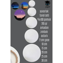 Fanart Yuvarlak Tuval Seti %100 Pamuk 285 gr Arkadan Zımbalı Astarlı 2 cm Şase 5 Adet