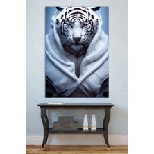 Mgi Design Beyaz Kaplan Kanvas Tablo Modern Vahşi Doğa Teması Kışlık Soğuk Tonlar Duvar Dekoru