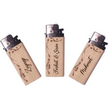 Bsb Kişiye Özel Ahşap Kaplama Doldurulabilir Gazlı Hediyelik Çakmak