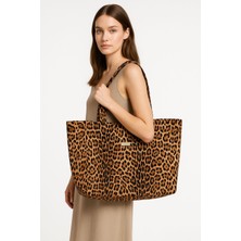 Lorevie Kadın Leopar Desenli Suni Deri Omuz Çantası (Özel Tasarım)