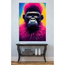 Mgi Design Pembe Punk Maymun Kanvas Tablo Neon Pop Art Hayvan Portresi Gözlüklü