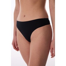 Penti Siyah Dikişsiz İz Yapmayan Normal Bel Tanga Külot