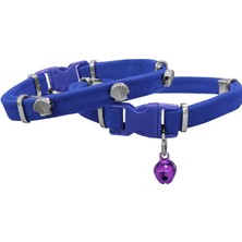 Elma Shop Kadife Kedi Boyun Tasması Midyeli 20-32 cm Mavi