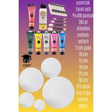 Fanart Yuvarlak Tuval Seti %100 Pamuk 285 gr Arkadan Zımbalı Astarlı 2 cm Şase ve Ekstra Yoğun Akrilik Seti