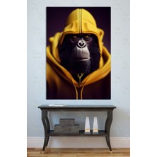 Mgi Design Sarı Kapüşonlu Maymun Kanvas Tablo Eğlenceli Hayvan Portresi Modern Dekorasyonu