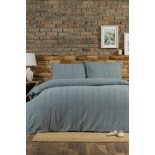 Elart Tiara Nevresim Takımı Çift Kişilik Lastikli Çarşaf %100 Pamuk Ranforce Ahşap Düğmeli (200X220 Cm) Yeşil