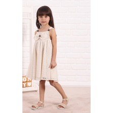Queen Kids Queenkids Kız Çocuk M0789 Dantel Elbise Bej