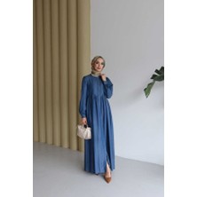 Neways 6659-TENSEL Büzgülü Ferace Koyu Mavi