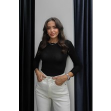 Havoş Siyah Kayık Yaka Transparan Bluz