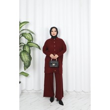 Nisum Moda Düğmeli Triko Pantolonlu Takım