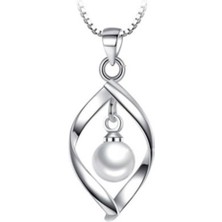 Kumi 925 Ayar Inci Taşlı Gümüş Kolye Sevgiliye Hediyelik