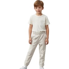 Fancy Kids Antalya Erkek Çocuk Krem Renk Lastikli Paçalı Cepli Eşofman Altı