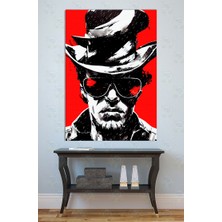 Mgi Design Kırmızı Pop Art Şapkalı Kanvas Tablo Siyah Beyaz Portre Modern Sanat Duvar Dekoru