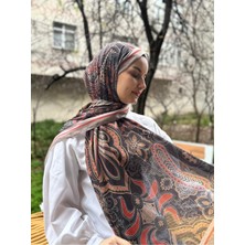 Shalby Tesettür Etnik Desenli Soft Pamuk Şal Vizon-Orange
