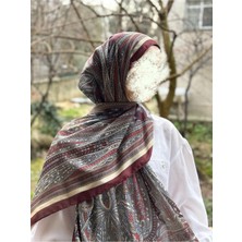 Shalby Tesettür Etnik Desenli Pamuk Şal Kahve - Krem