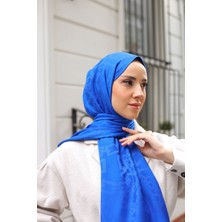Shalby Qufi Desen Kaşmir Tesettür Şal Saks Mavi
