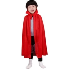 Kırmızı Renk Yakalı Pelerin Çocuk Boy 90 cm