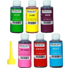 Perfection Chef 6'lı Sıvı Su Bazlı Likit Gıda Boyası Pembe Turuncu Sarı Kırmızı Mavi Yeşil 6 x 100 gr.