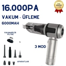 Hzl 16.000PA Güçlendirilmiş Pil Portatif Fırçasız Motorlu Araç Süpürgesi Ev Ofis Uyumlu 6000mAh Bataryalı