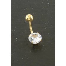 Yuvarlak Zirkon Taşlı Çelik Piercing 1 Adet
