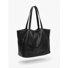 Heugers Boohoo Siyah Tote Bag Kadın Çanta – Suni Deri, Geniş Hacimli, Mıknatıslı Kapama, Günlük & Ofis Kullanımı