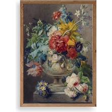 Sinems World Vazodaki Çiçek Buketi Ahşap Çerçeveli Tablo